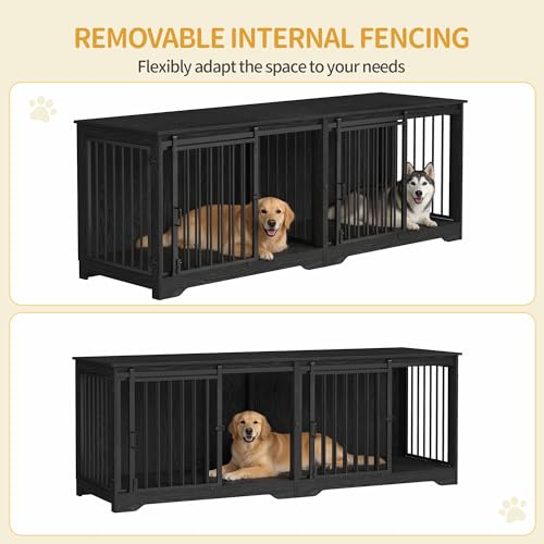77.6" Double Dog Crate Furniture, Dog Crates for 2 Dogs, view 5
