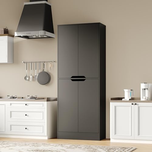 Black Tall Kitchen Pantry Cabinet with Adjustable Shelves, view 7