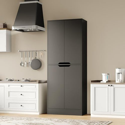Black Tall Kitchen Pantry Cabinet with Adjustable Shelves, view 7