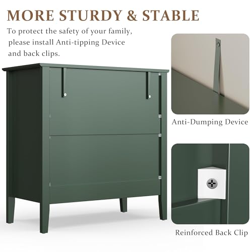 Fluted 3 Drawer Dresser, 32 inch Wide Dresser Nightstand for Bedroom, view 6