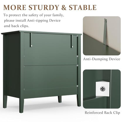 Fluted 3 Drawer Dresser, 32 inch Wide Dresser Nightstand for Bedroom, view 6