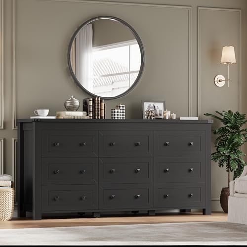 9-Drawer Dresser, Modern Wooden Storage Chest of Drawers, Dresser TV Stand, view 7