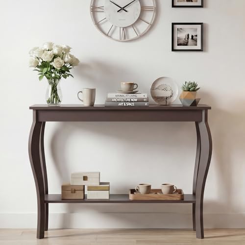 Narrow Console Table, Chic Accent Sofa Table, Entryway Table, Espresso