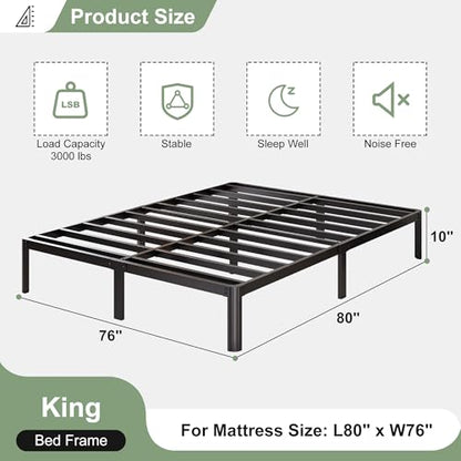 10 Inch King Bed Frame with Rounded Corner Legs, view 3