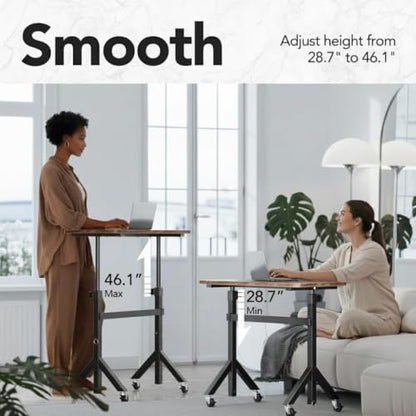 28-46" Small Standing Desk Adjustable Heigh, Mobile Stand Up Desk with Wheels, view 6