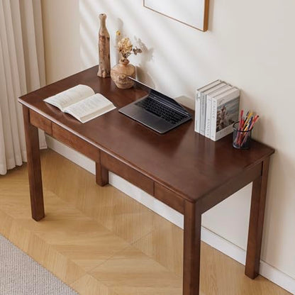 Solid Wood Desk with Drawer (Walnut Color, 47.2inch), view 7