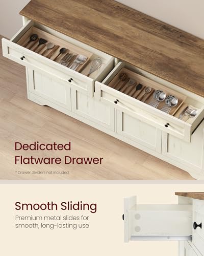 Buffet Cabinet, Sideboard, 4 Doors, 55.1 x 15.8 x 31.5 Inches, view 6