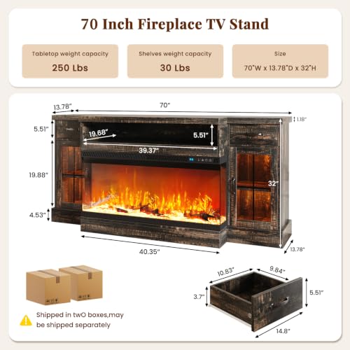 70" Fireplace TV Stand for TVs Up to 80", view 3