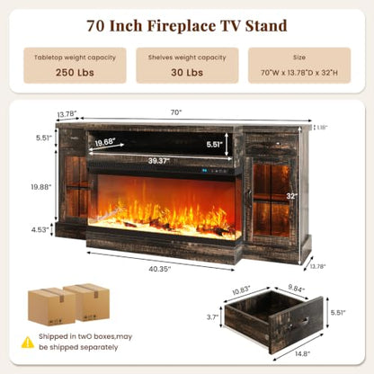 70" Fireplace TV Stand for TVs Up to 80", view 3