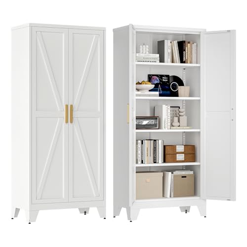 71'' Farmhouse Metal Storage Cabinet with Barn Doors, view 2