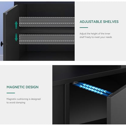 Modern TV Stand with LED Lights for up to 80 Inch TVs, Black, view 6