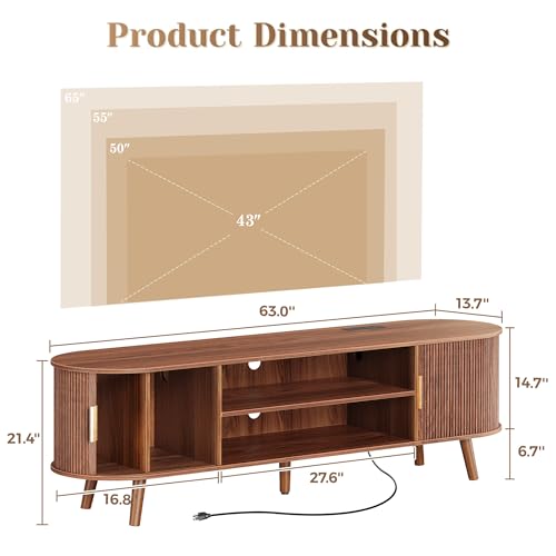 63 Inch Fluted TV Stand for TVs up to 55, 65 Inch, view 3