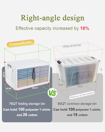 76QT Storage Bins with Lids for Home, Office, Closet, Dorm, 3 Pack, view 7