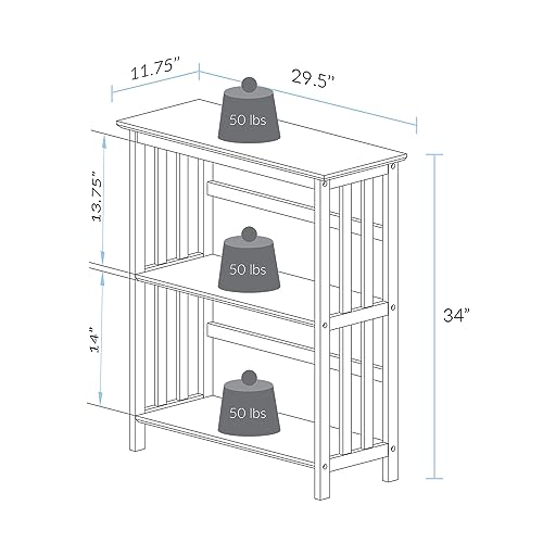 Mission Style 3-Shelf Bookcase, Espresso