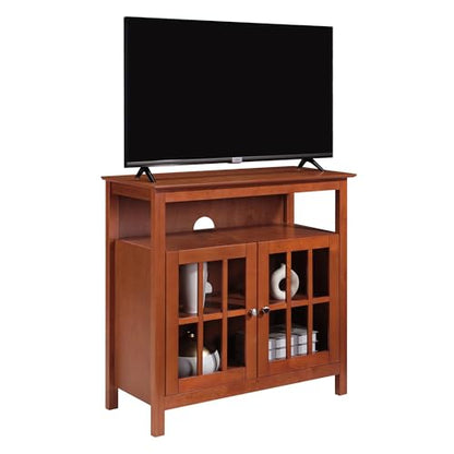 Big Sur Highboy TV Stand 36" - Modern Entertainment Center For TVs up to 40", Storage Cabinet for Dining, Living Room, & Entryway, Console Hall Table with Shelves, Cherry
