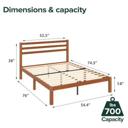 Bamboo Platform Bed with Headboard for Easy Assembly, view 3
