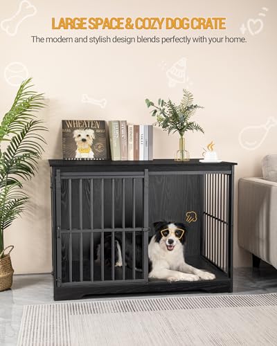 44.1" XL Dog Crate Furniture Indoor Dog Kennel with Barn Door, view 4