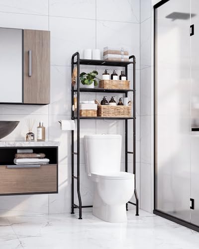 Over Toilet Storage Rack, 63.2" H Space-Saving, Holder & Hooks, view 4