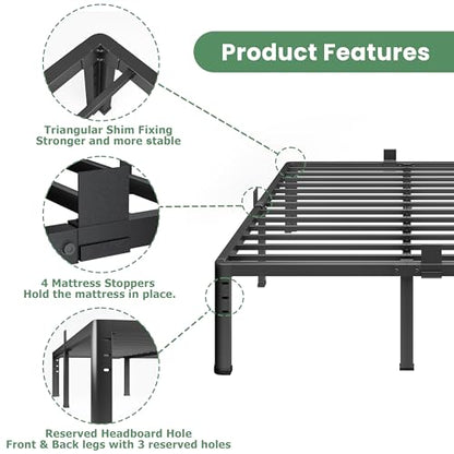 18 Inch King Size Metal Platform Bed Frame with Round Corner Legs, view 7