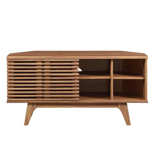 Render Mid-Century Modern Low Profile Corner Media TV Stand in Wal, 15 x 46 x 23, view 5