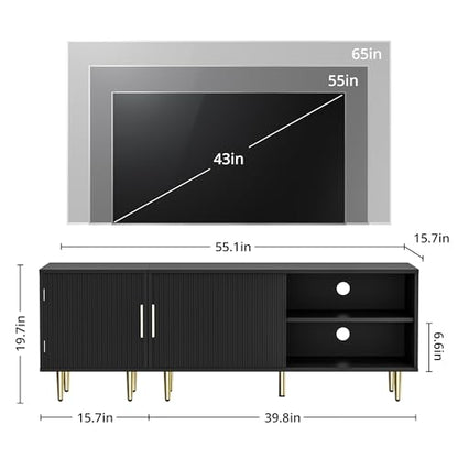55" Combined Modern TV Stand for 55/60/65 Inch TV, Black, view 3