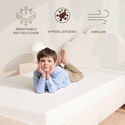 Twin Mattress 5 inch, Medium Firm for Support & Pressure Relief - Cooling Gel Memory Foam - Fiberglass-Free & Certified Safe for Kids - Compatible for Bunk Beds, Daybeds, Trundle (Mattress in a Box)