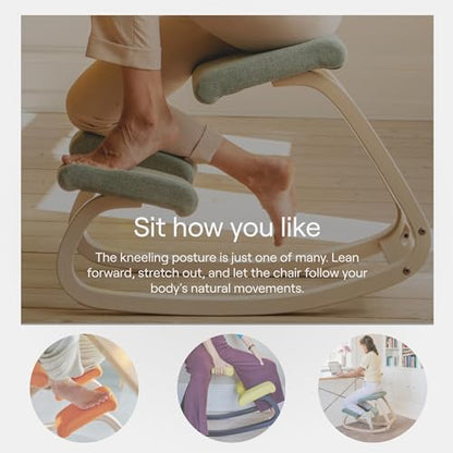 Variable Natural/Grey Ergonomic Office Kneeling Chair for Desk for Desk – Back Pain Relief, Rocking Seat for Home, Study & Posture Support – 10 Year Limited Warranty