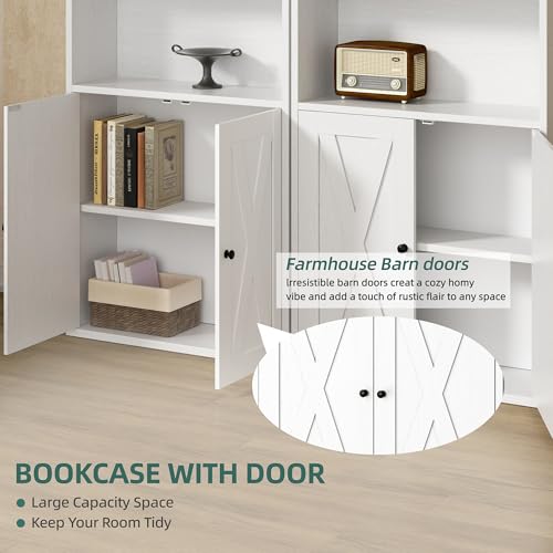 6 Tier Bookshelf with Doors, Tall Standing Bookcase, view 7