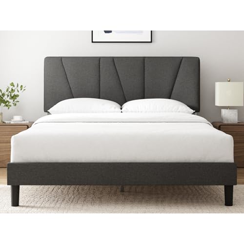 Zinus Maya Upholstered Bed Frame with Asymmetric Headboard, Queen, view 2