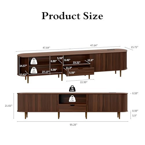 95.2" Fluted TV Stand with Power Outlet for TVs up to 100", view 3
