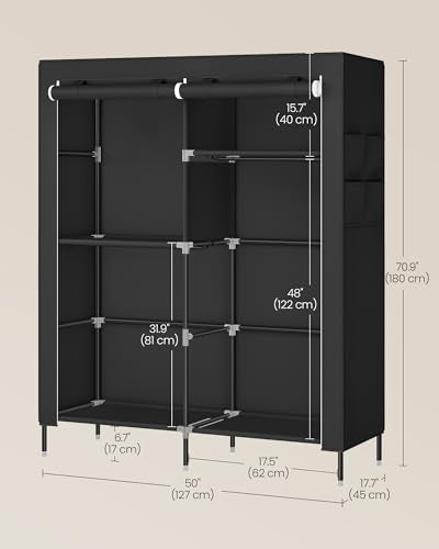 Portable Closet, Fabric Wardrobe, Clothes Rack with Shelves, view 3