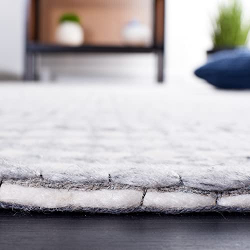 SAFAVIEH Area Rug 8x10 - Marbella Collection - Large - Grey & Ivory, Handmade Wool, Fringe Detail, Ideal for Living Room, Bedroom, Office, Dining Space (MRB207F)