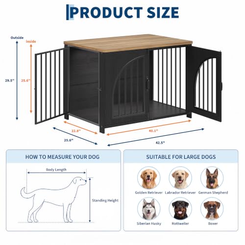 42.5" Dog Crate Furniture for Medium & Large Dogs, Lockable Door, view 3