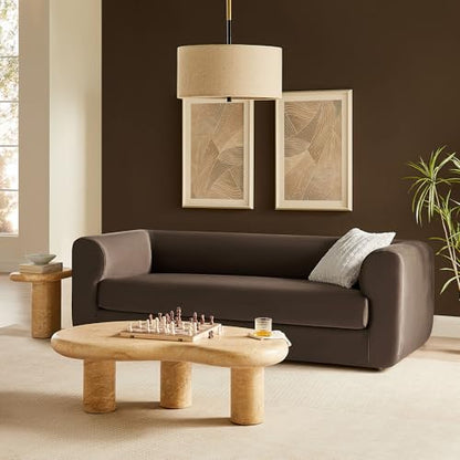 Leif Performance Velvet Upholstered Sofa – 89 Inch Modern Tuxedo Sofa – Comfy 3 Seater Velvet Couch