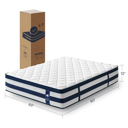Full Mattress, 12 Inch Gel Memory Foam Sprung Hybrid Mattress, view 3