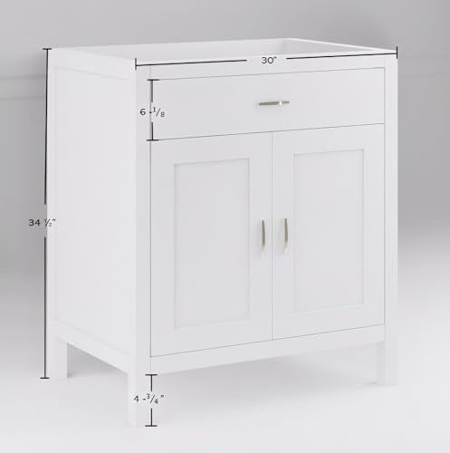 White 30" Width Freestanding Bath Vanity Tip-Out Drawer Sink Base Cabinet Without Top (White Newport, 30" Wx21 Dx34.5 H)