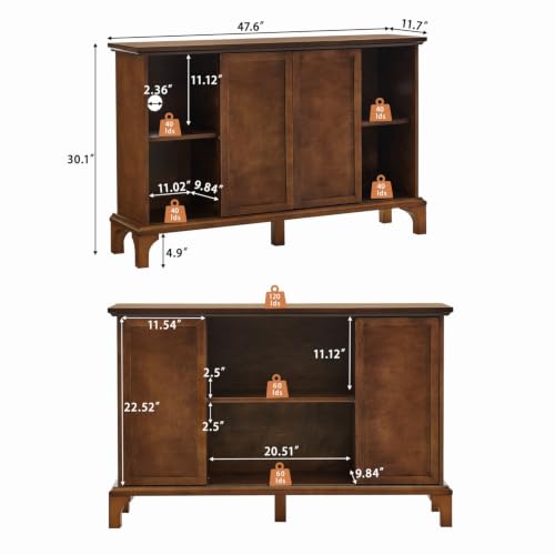LUMISOL Farmhouse Fluted Sideboard Buffet Cabinet with 2 Sliding Doors, view 3