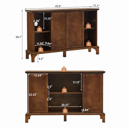LUMISOL Farmhouse Fluted Sideboard Buffet Cabinet with 2 Sliding Doors, view 3