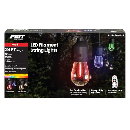 Color changing linkable LED outdoor string light with remote, view 2