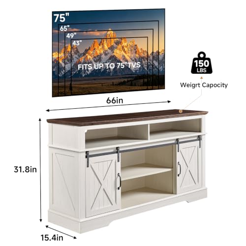 66 Inch Farmhouse Entertainment Center, view 3
