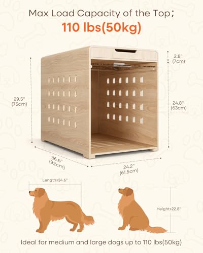 Modern Dog Crate Furniture with Charging Station Large Kennel Indoor, view 3