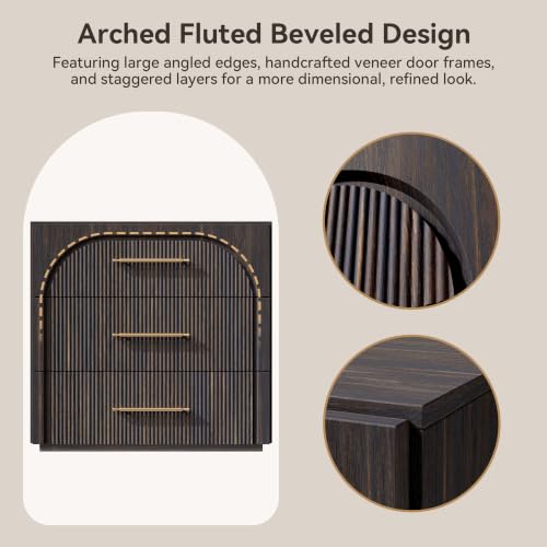 Buffet Cabinet with 3 Drawers, 31.5'' W Arched Storage Cabinet, view 5