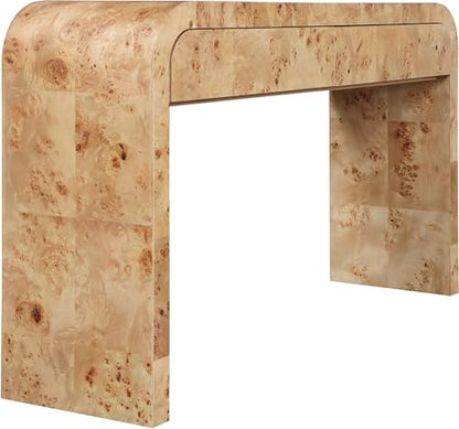 Meridian Furniture 269-S Cresthill Collection Mid-Century Modern Console Table with Ash Burl Wood, Natural Ash Finish, Curved Art Deco Design, 54" W x 14" D x 30" H, Natural