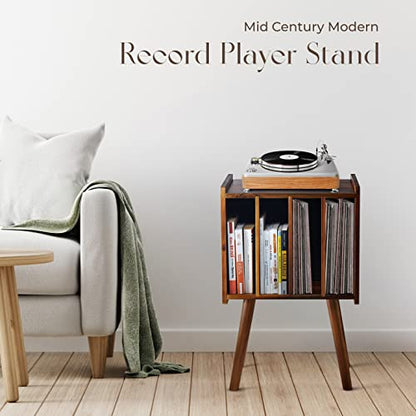 Wooden LP Record Player Stand with 4 Cabinets, Holds up to 100 Vinyls, view 7