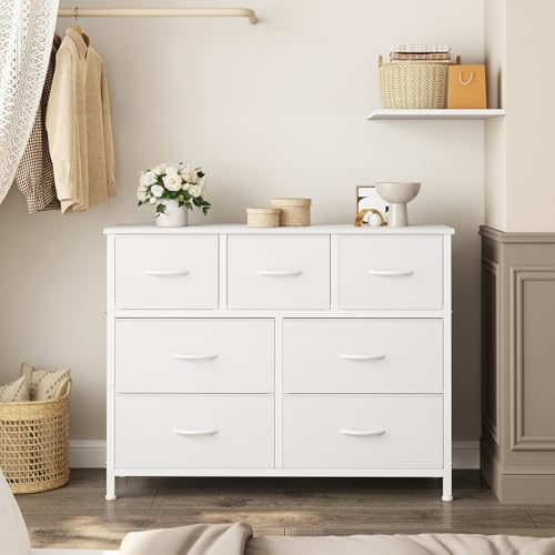 7 Drawer Fabric Dresser, Storage Tower for Bedroom and Closet, view 3
