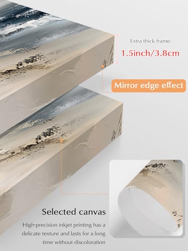 NuYeBiofx Summer Beach Ocean Wave Canvas Wall Art Prints,48"x32" Framed Picture Artwork Modern Seaside Oil Painting Art Printed Canvas Oil Painting for Living Room Bedroom Office,Ready to Hang