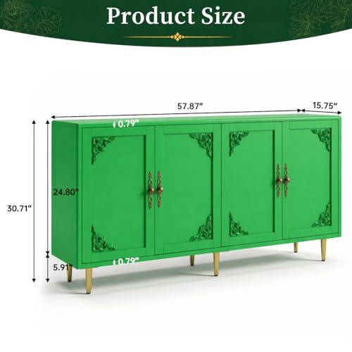 Green Metal Cabinet, Sideboard Buffet Cabinet, TV Stand Cabinet, view 3