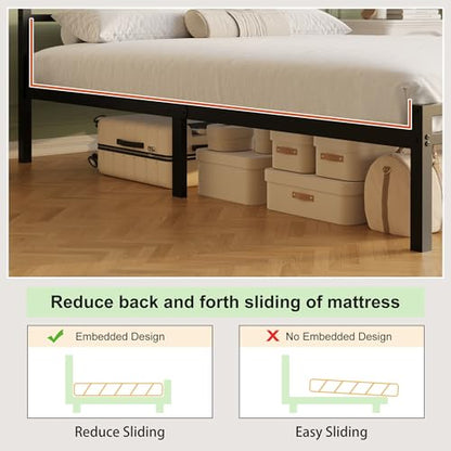 12 Inch Full Size Bed Frame with Headboard and Footboard, view 4