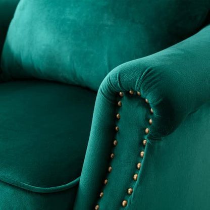 Mid-Century Modern Accent Chair Comfy Single Sofa Chair Channel Back Armchair with Small Pillow for Living Roon Bedroom Club - Velvet, Green