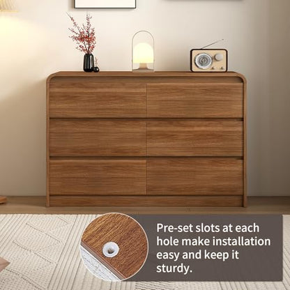 Modern 6 Drawer Dresser, 47-Inch Wood Chest of Drawers for Bedroom, view 5